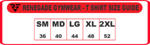 Renegade Gymwear T Shirt Size Guide